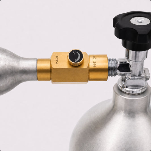 Brass CO₂ Refill Valve W21.8-14 to TR21×4 for SodaStream Cylinder Charging