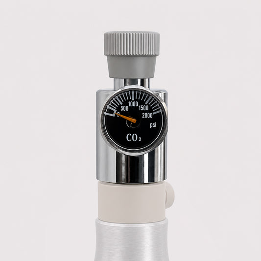 Soda CO₂ Cylinder Adapter to W21.8 with On/Off Valve & Pressure Gauge