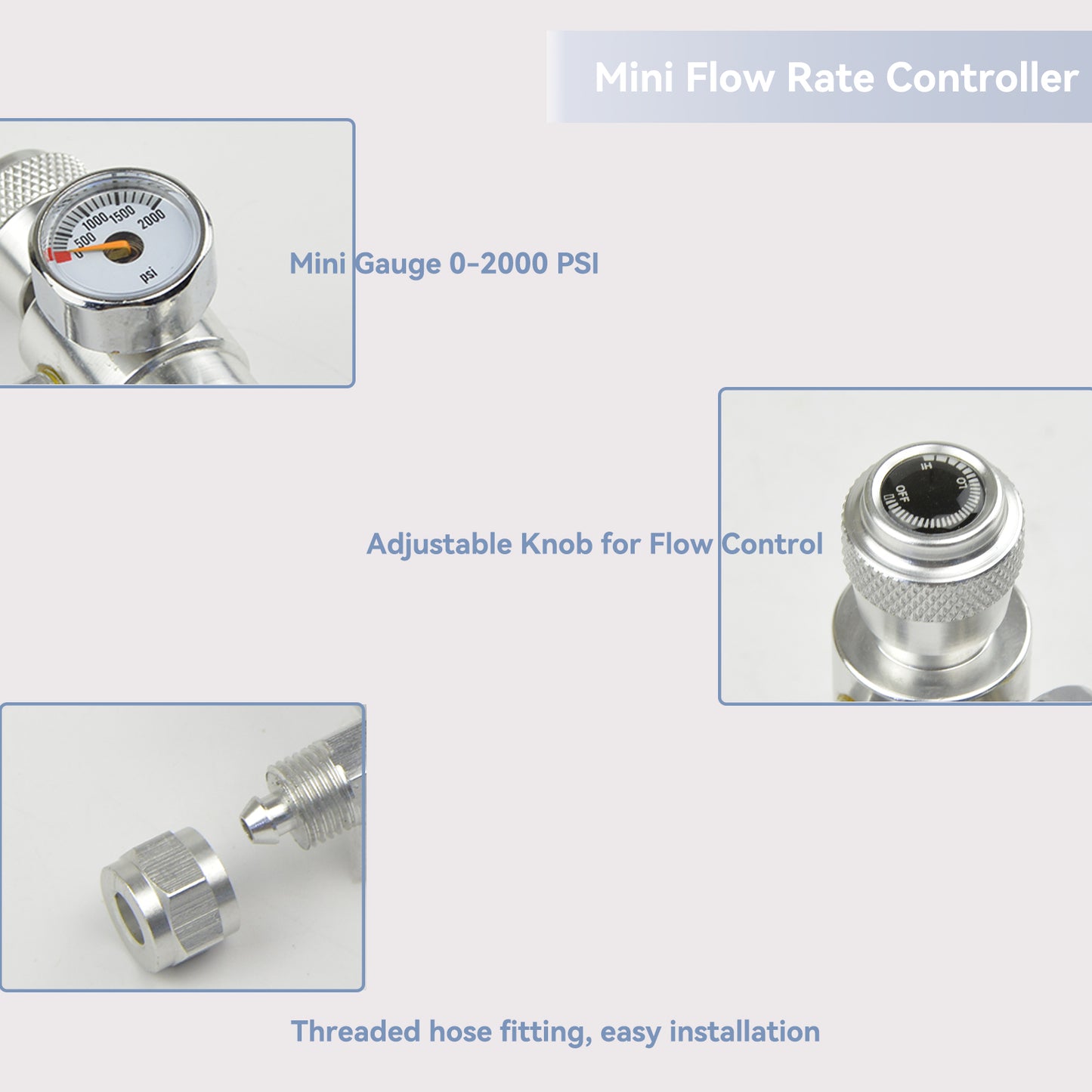 Flow Control Valve with Pressure Gauge for Gas Cylinders