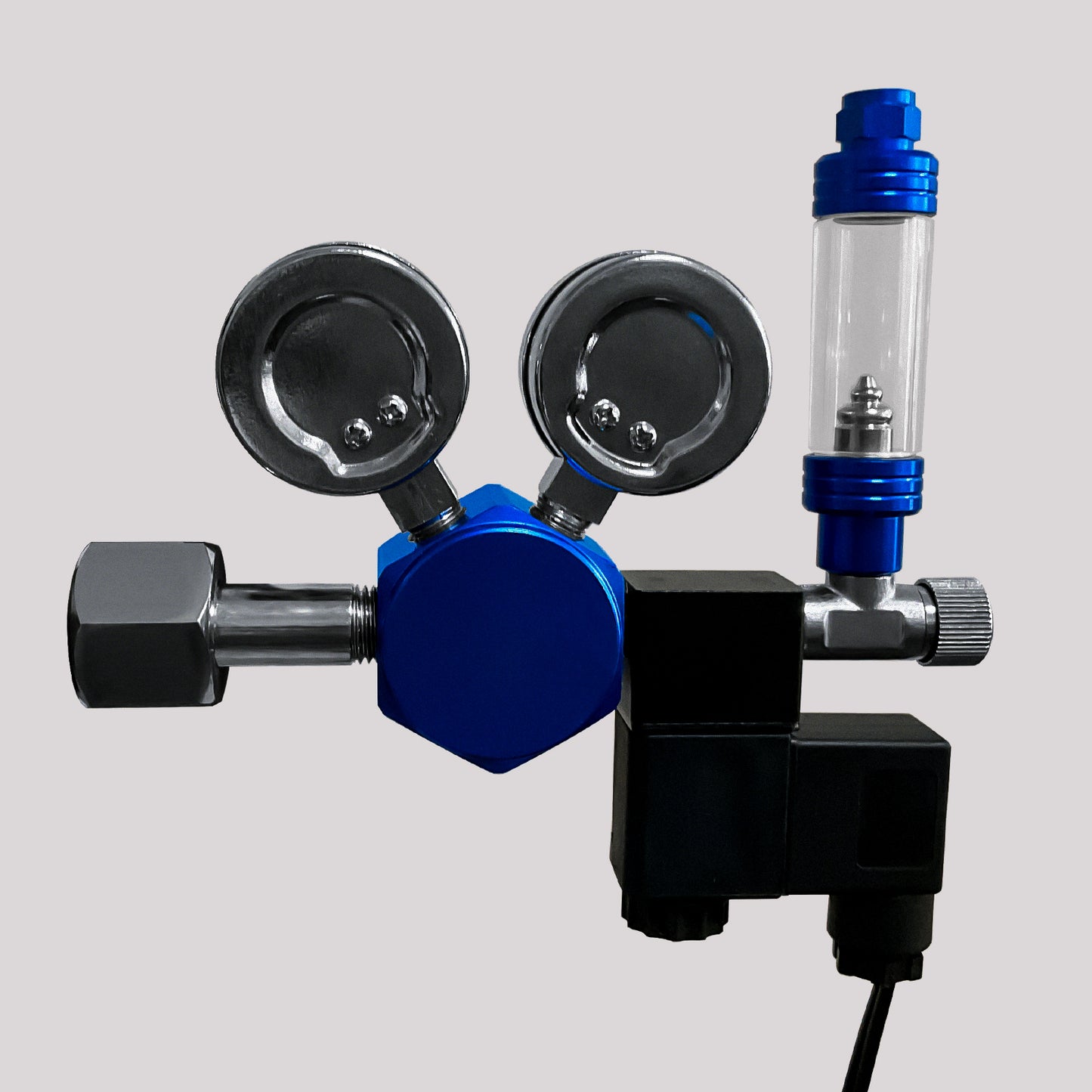 Dual CO2 Regulator with Bubble Counter and Solenoid Valve