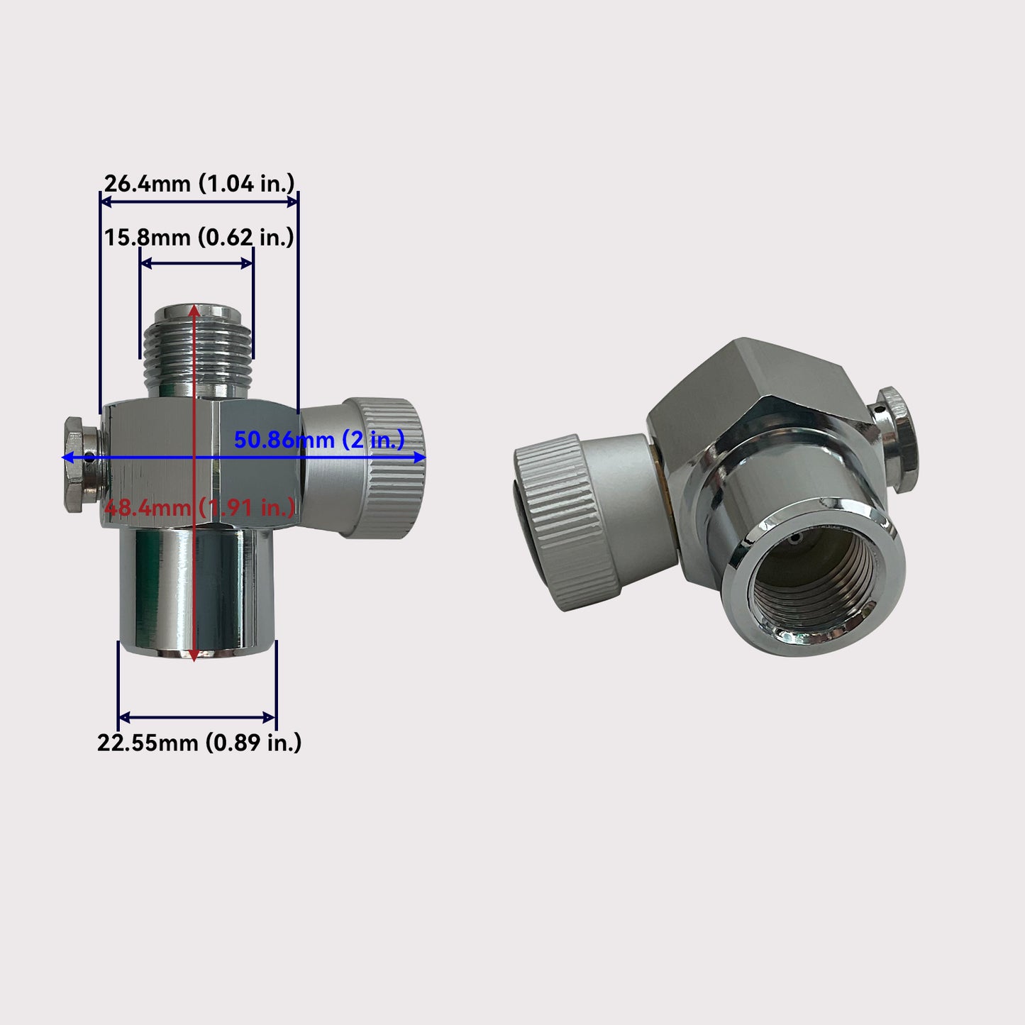 95g CO₂ Cylinder Adapter – 5/8-18 UNF Female to Male with On/Off Control Knob