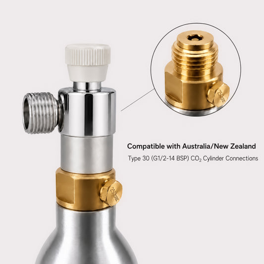 CO₂ Cylinder Adapter – CGA320 Female to W21.8 Male Connection