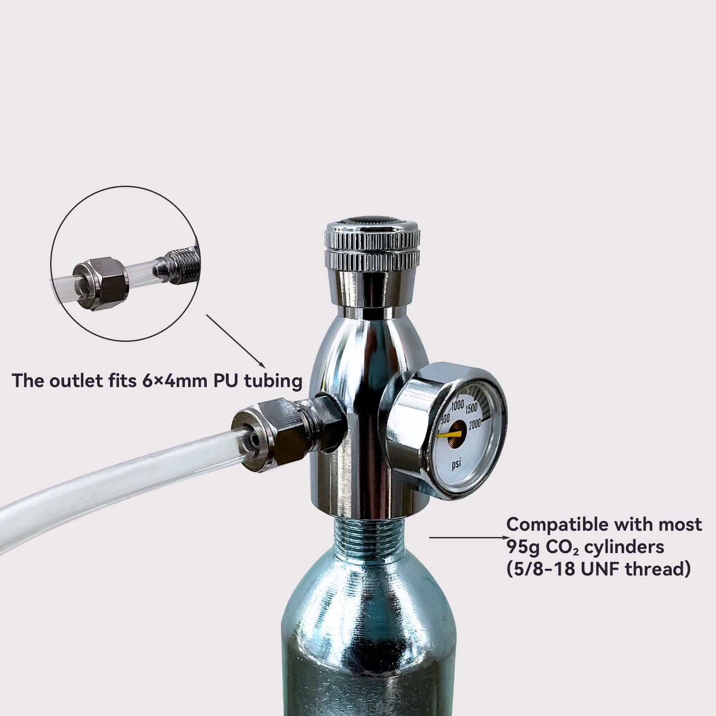 Mini CO2 Flow Control Valve, 5/8-18UNF, for Paintball CO2 Tank
