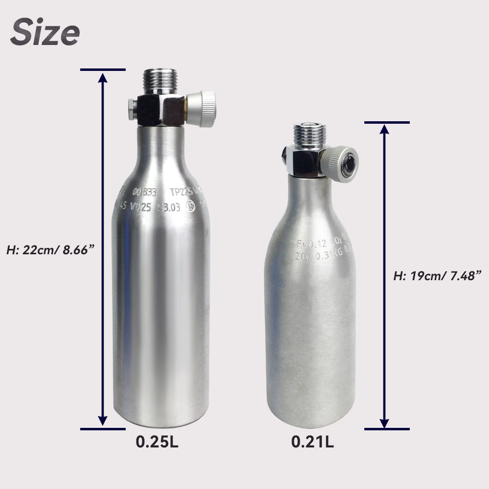 0.21L Aluminum Alloy CO₂ Gas Cylinder with On/Off Valve