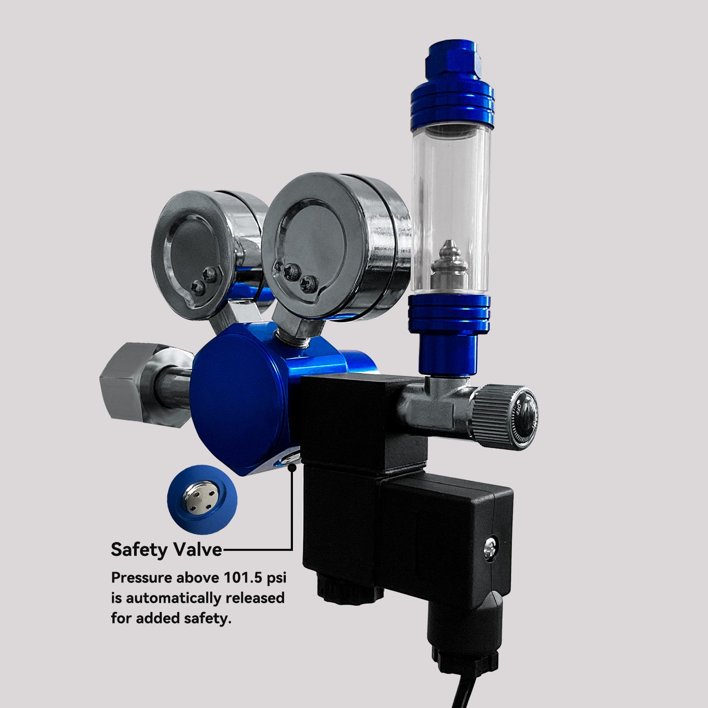 Dual CO2 Regulator with Bubble Counter and Solenoid Valve