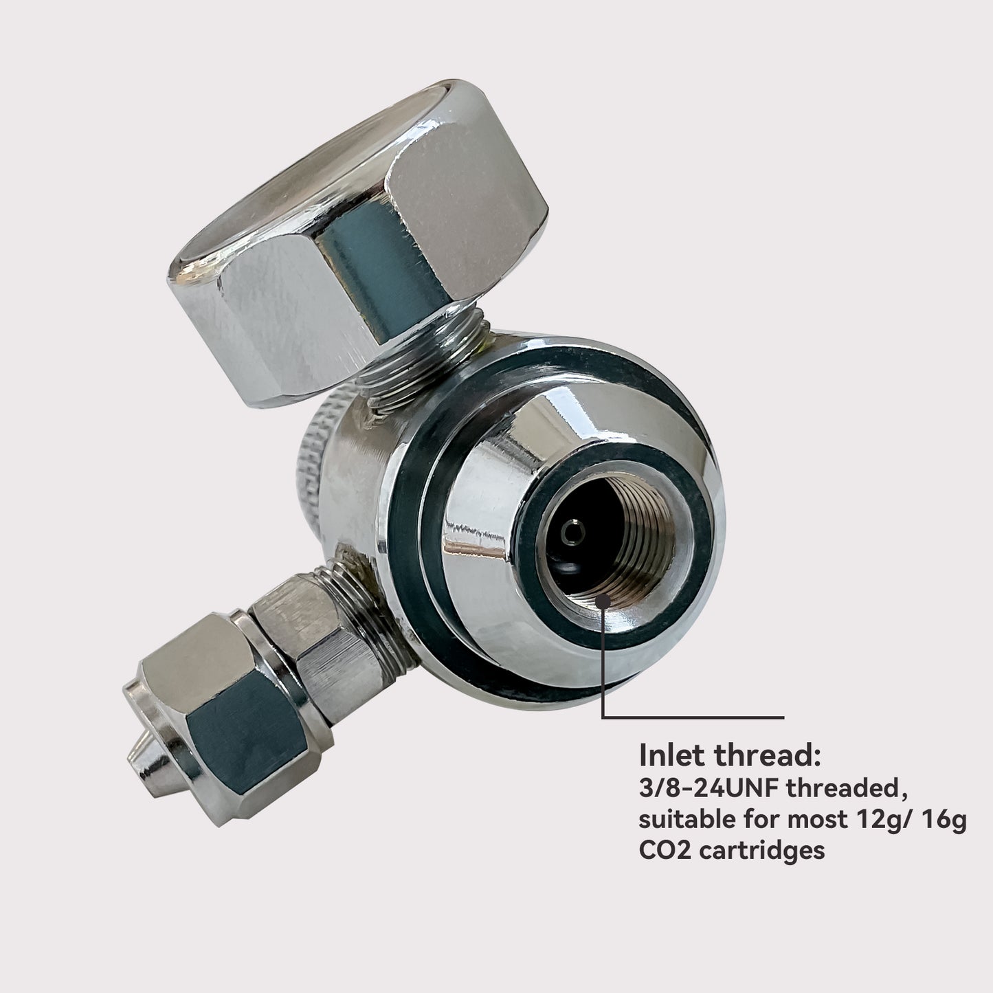 CO2 Flow Control Valve with Mini Gauge for 3/8-24unf Inlet Thread