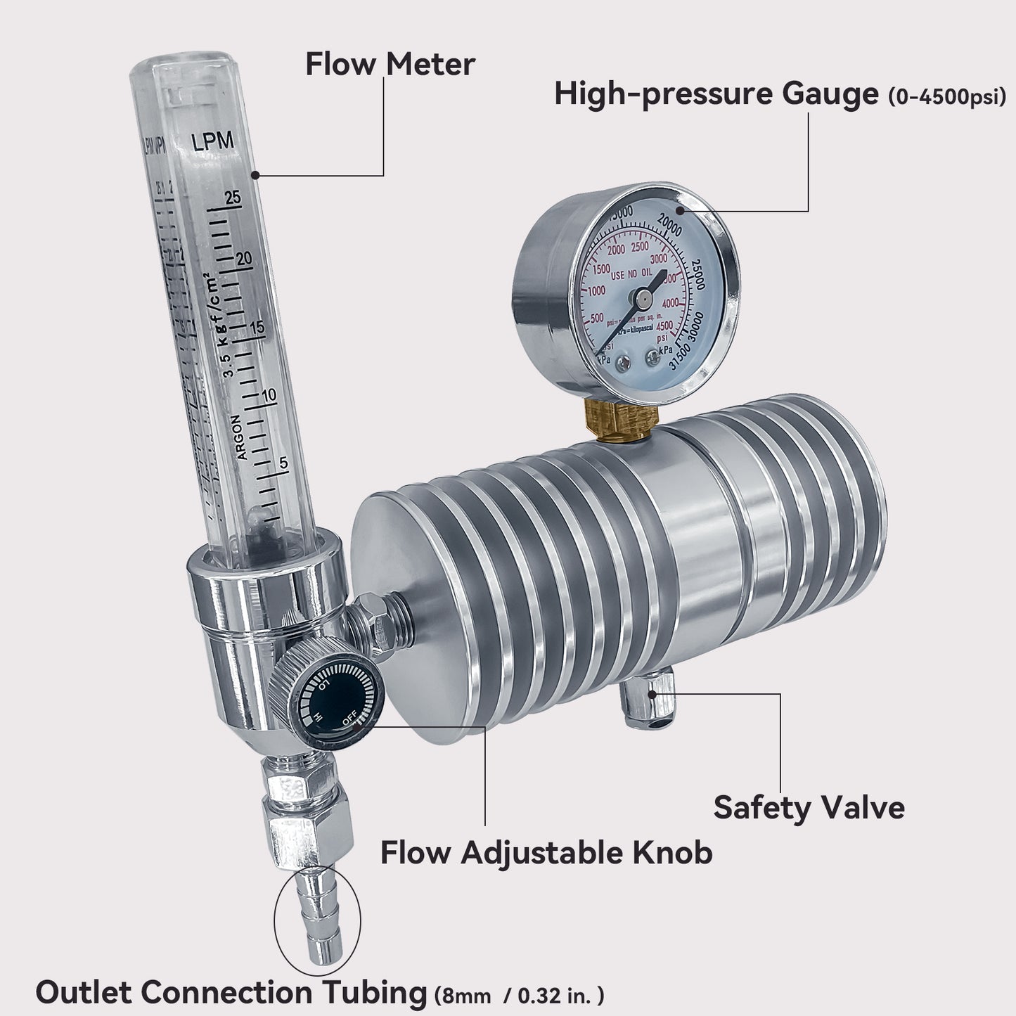Single-Stage CO2 Regulator with Flowmeter