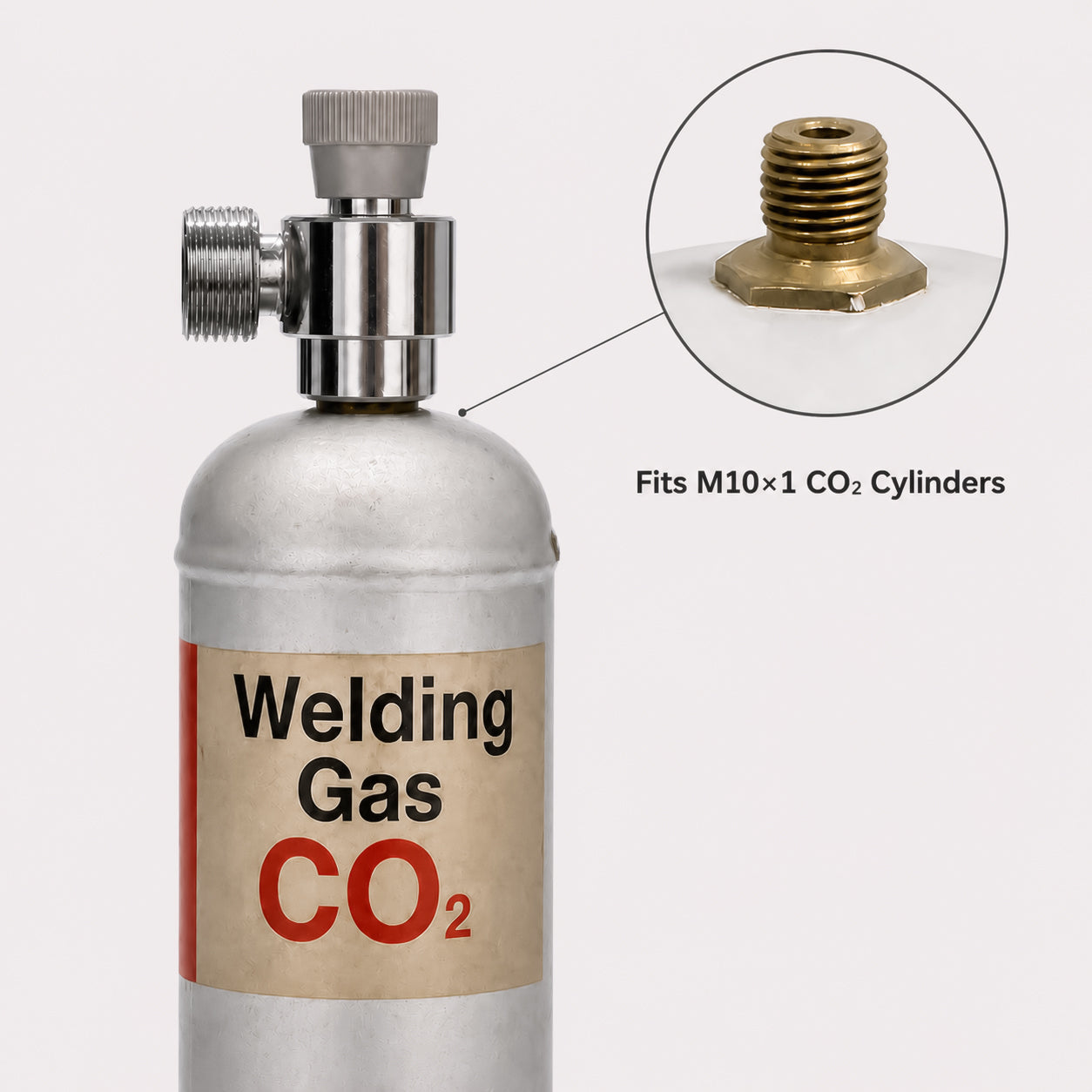 M10x1 to W21.8 / CGA320 CO2 Adapter for Disposable Cylinders