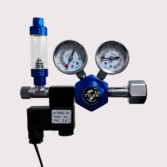 Dual CO2 Regulator with Bubble Counter and Solenoid Valve