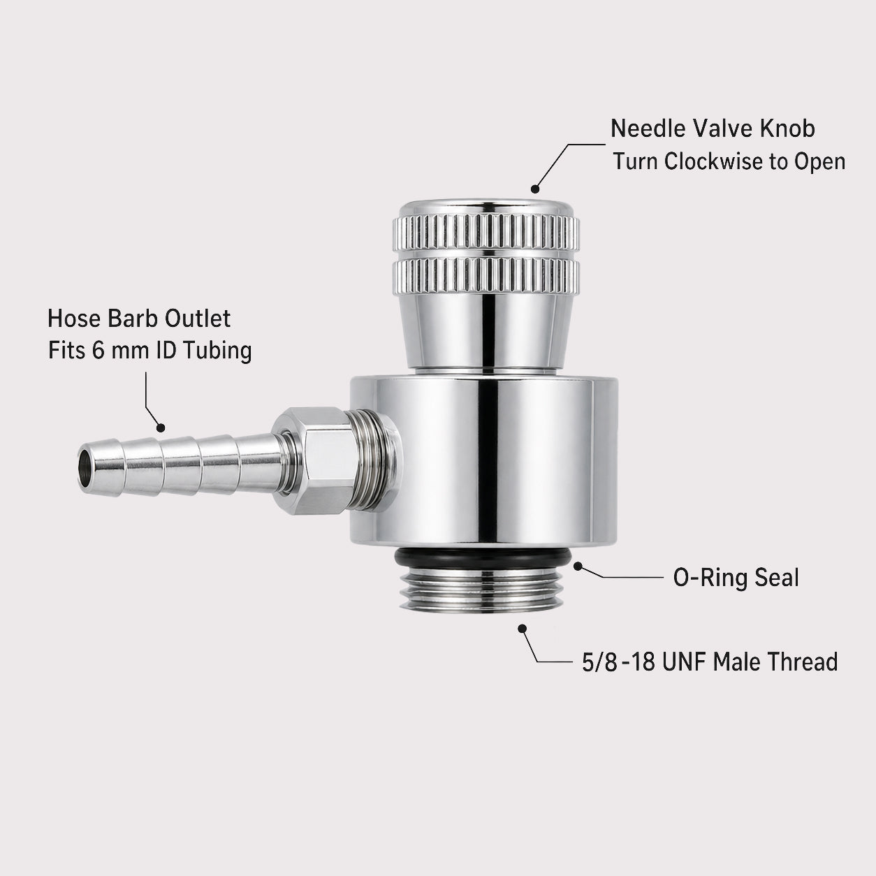 Calibration Gas Cylinder Valve 5/8-18UNF Male Thread