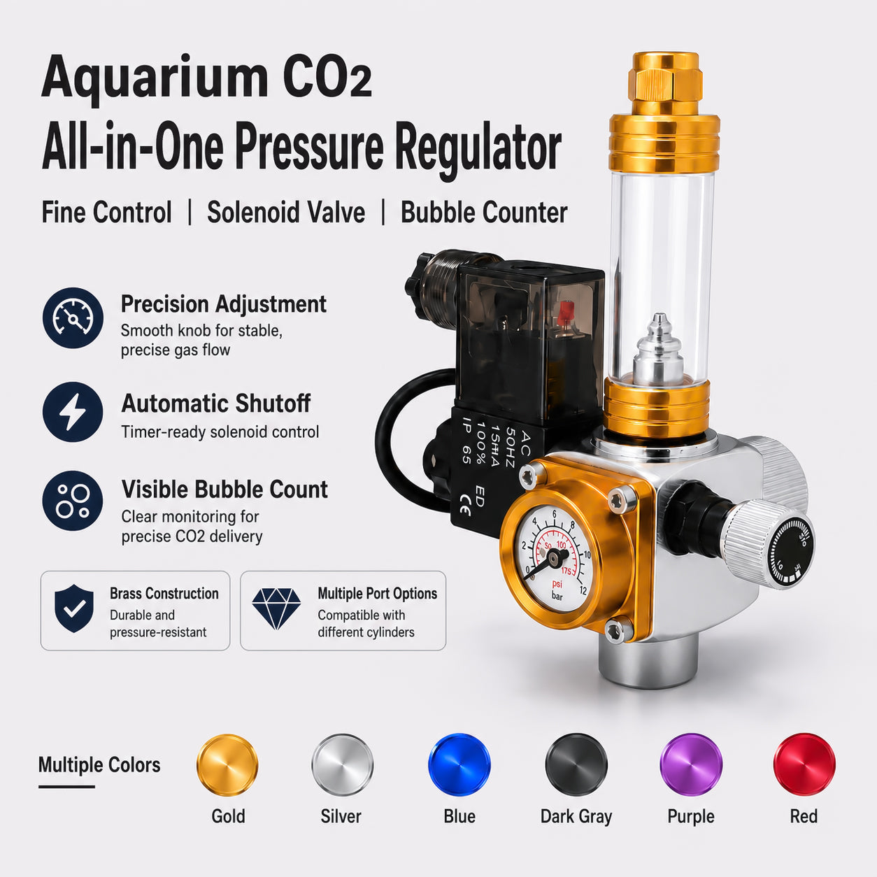 Aquarium CO2 Regulator with Mini Gauge