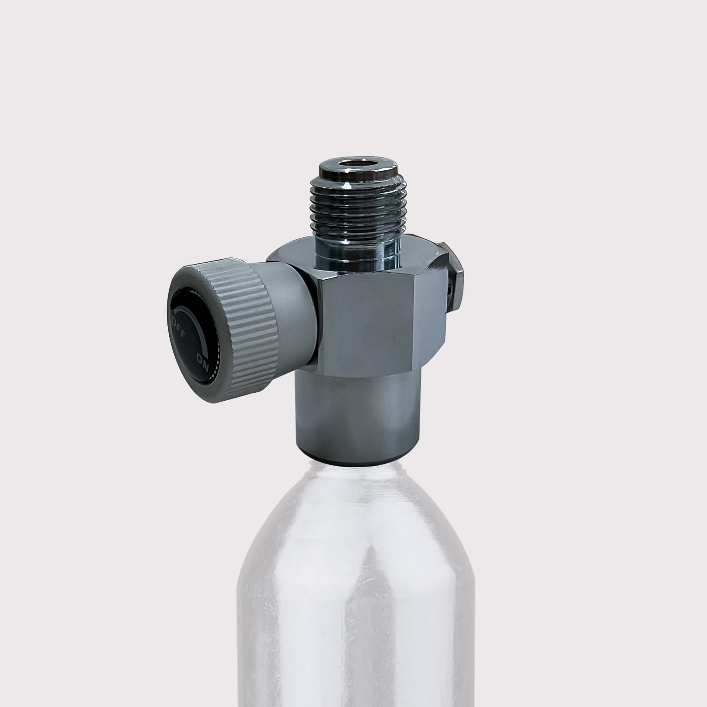 95g CO₂ Cylinder Adapter – 5/8-18 UNF Female to Male with On/Off Control Knob
