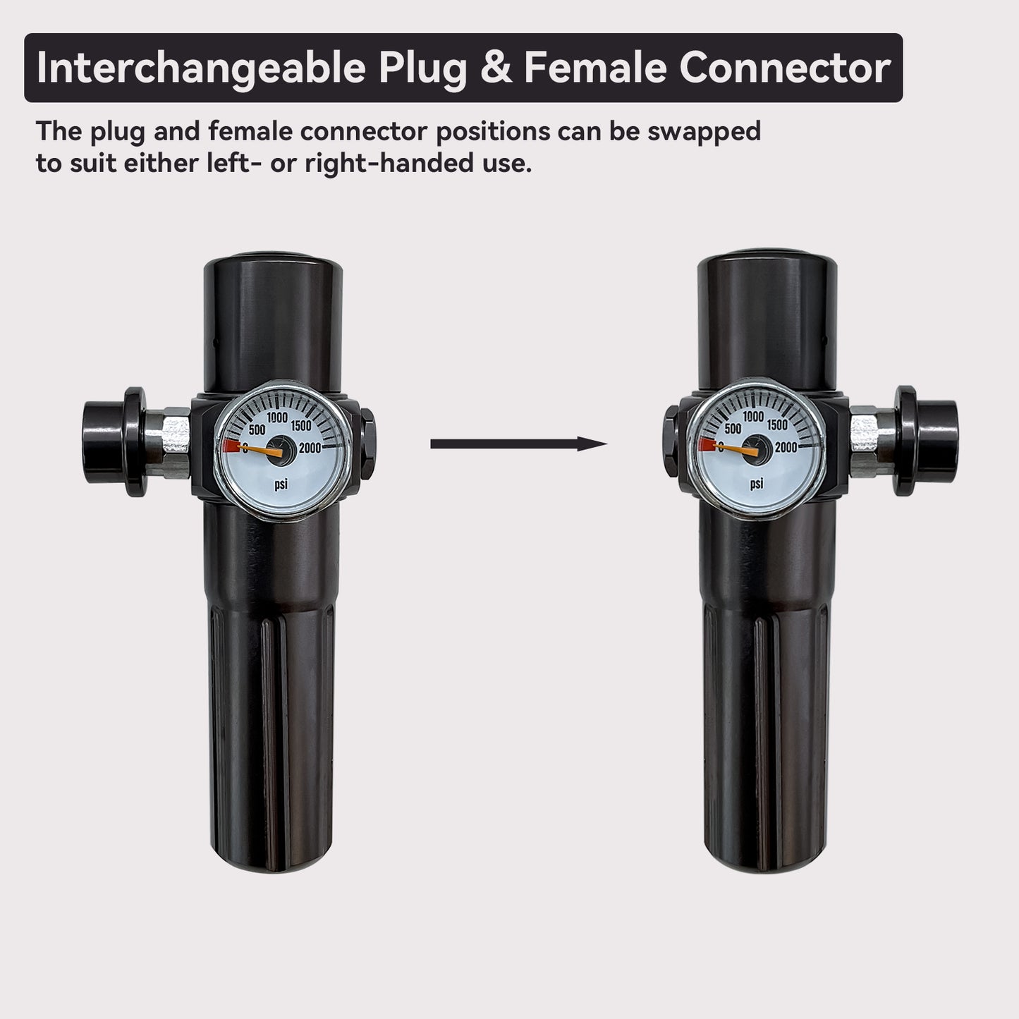 Push-Button CO2 Regulator 11Bar, 8g Cartridge, 8mm Female Quick Connector
