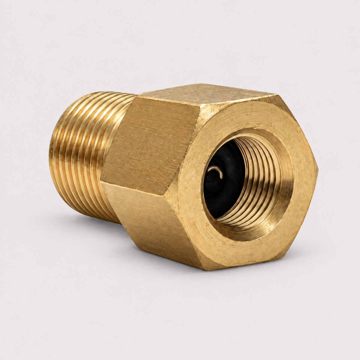 Brass Thread Adapter 9/16-18 UNF Male to 3/8-24 UNF Female
