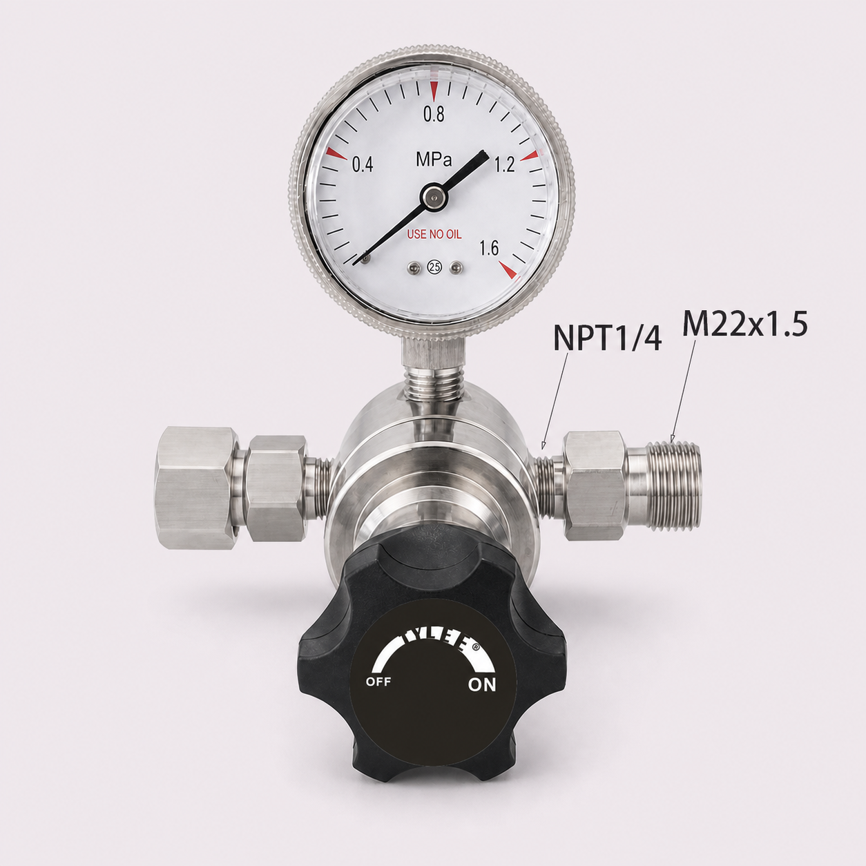 1.6 MPa Stainless Steel Pressure Regulator with Compression Fittings