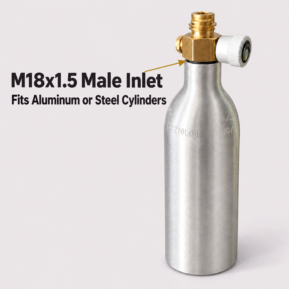Manual CO₂ Valve Adapter M18×1.5 to TR21×4 with 3/8-24 UNF Cartridge Connector
