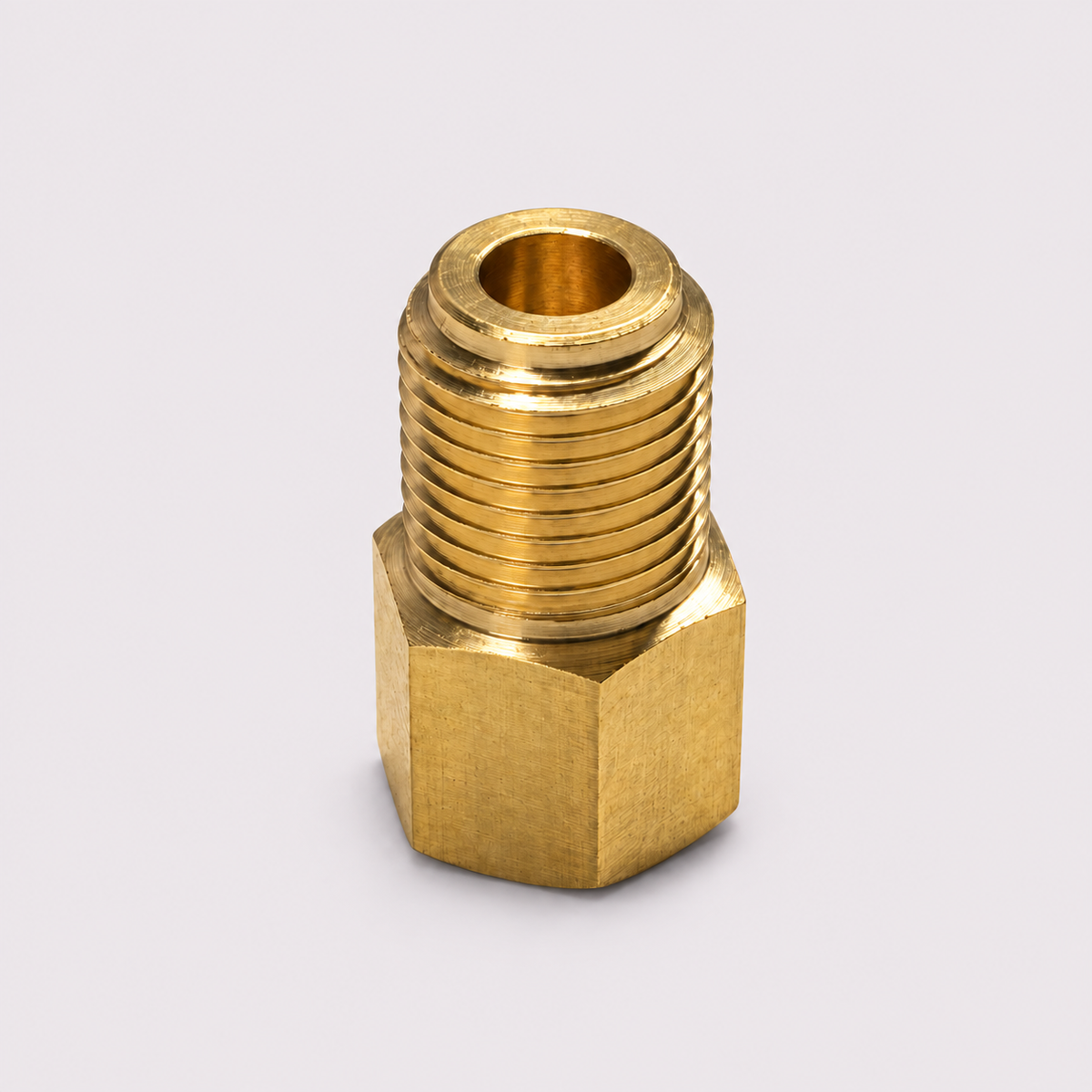 Brass Thread Adapter 9/16-18 UNF Male to 3/8-24 UNF Female
