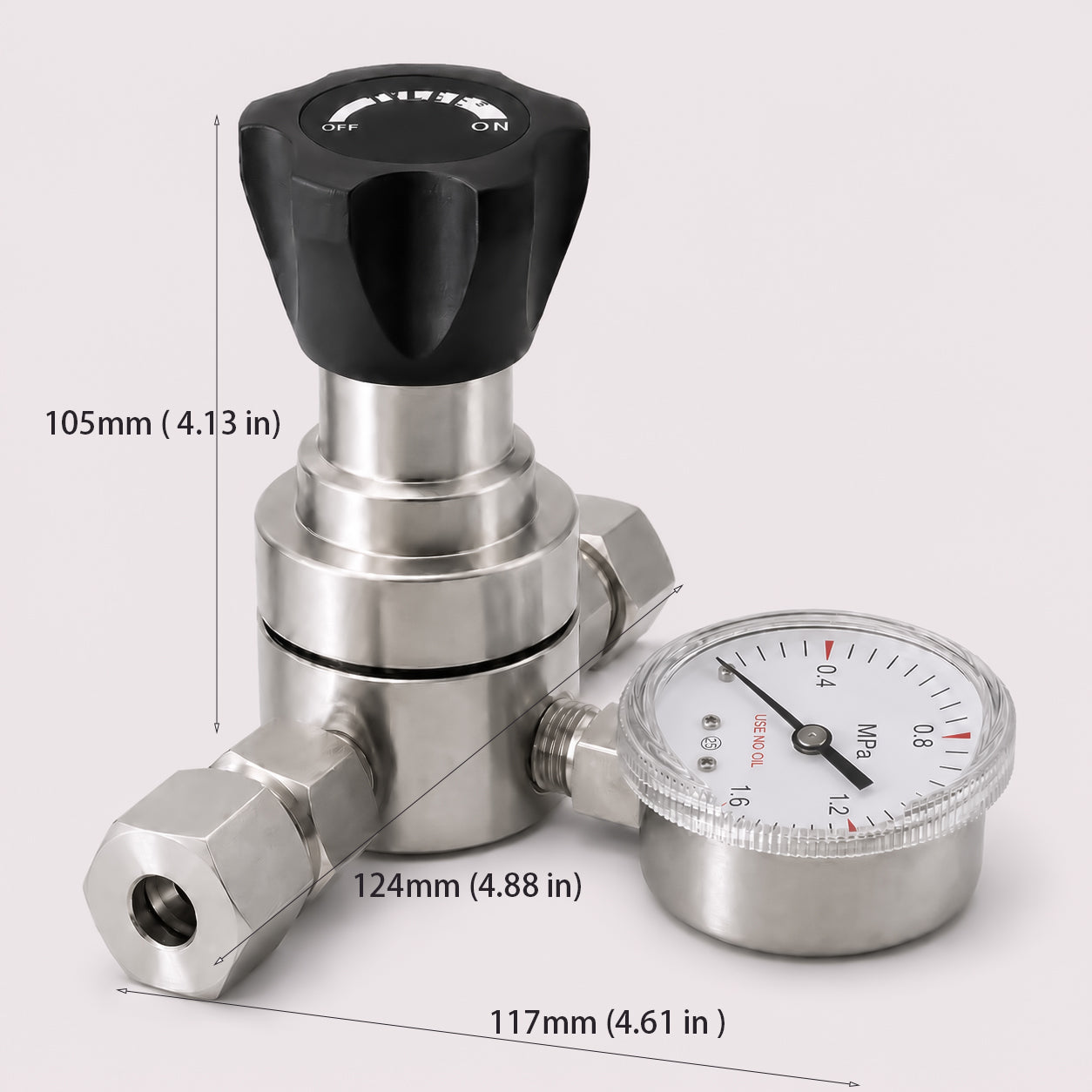 1.6 MPa Stainless Steel Pressure Regulator with Compression Fittings