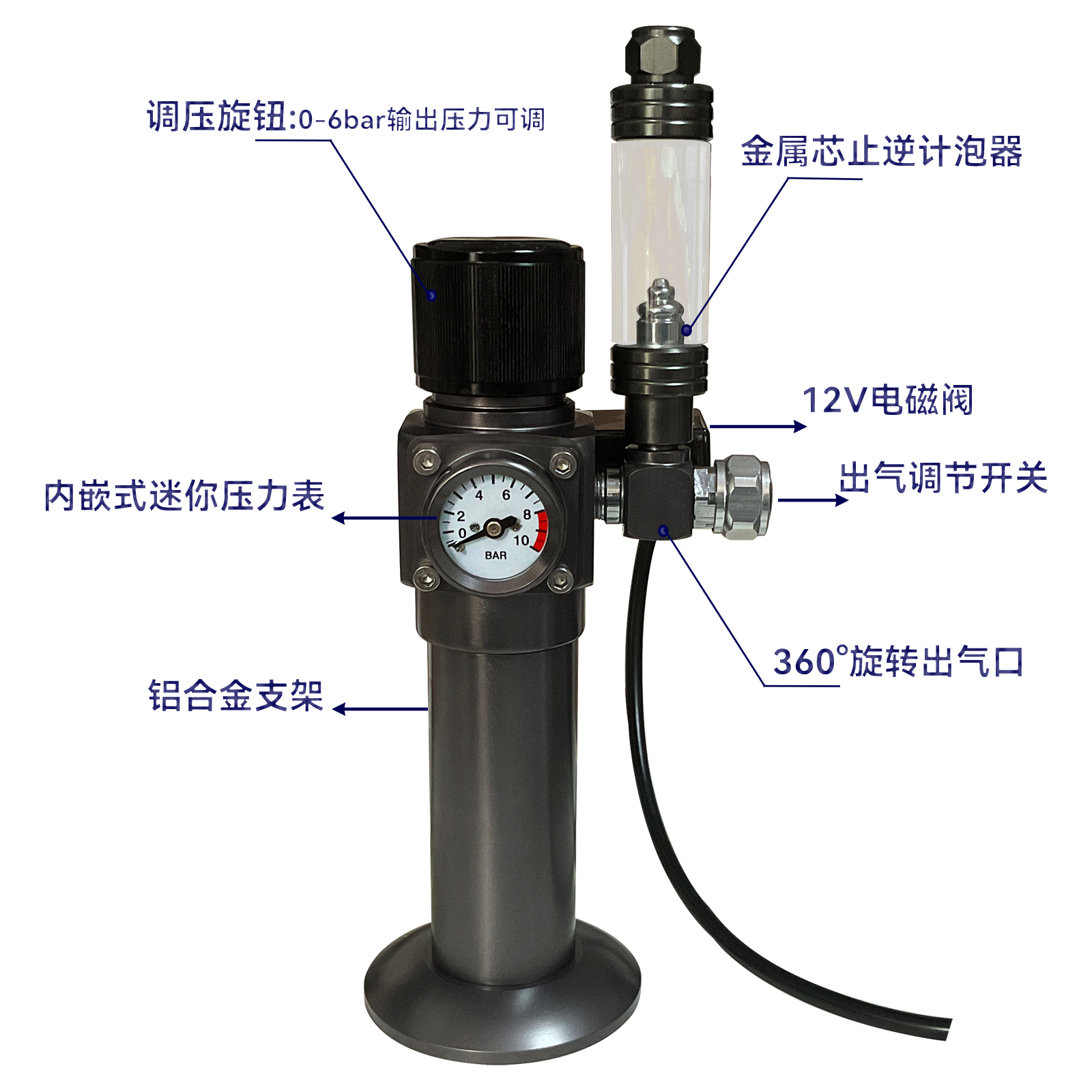 新品上线|添霖®调压款二氧化碳减压阀360°旋转出气口多规格进气